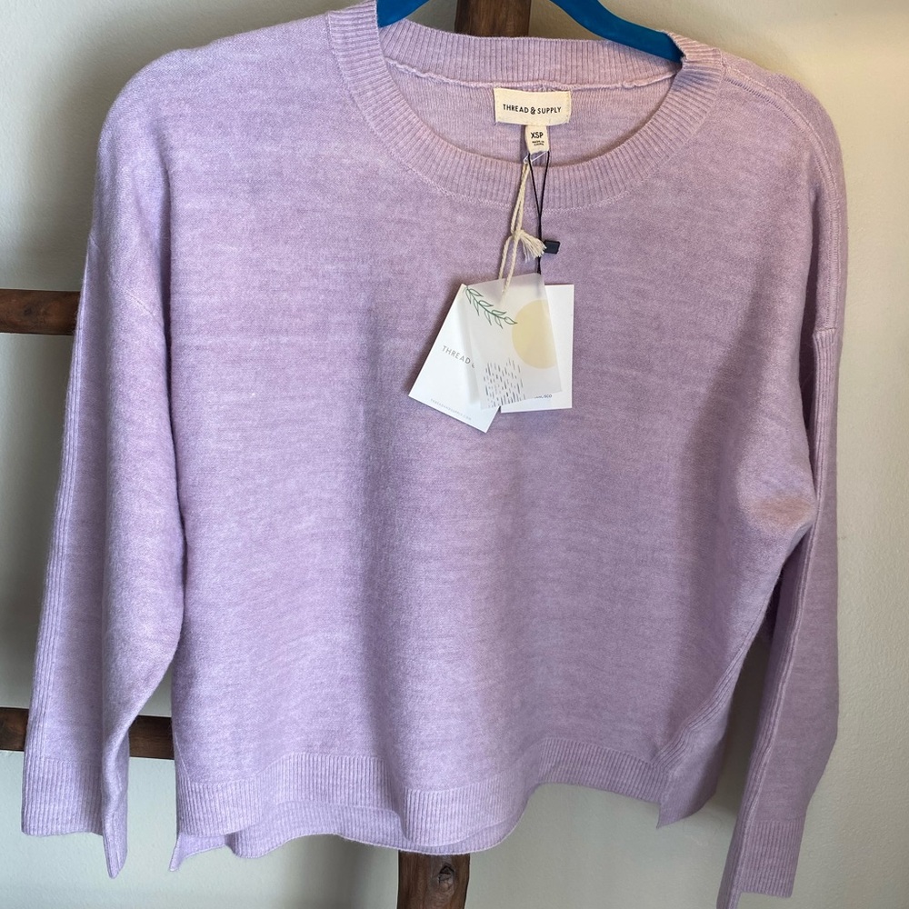 THREAD & SUPPLY XS Petite Lavender Women's Sweater NEW